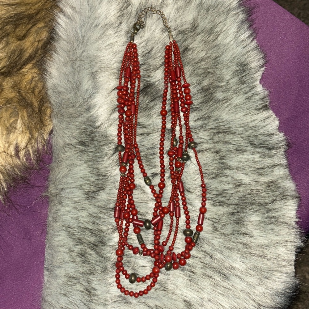 Red beaded necklace